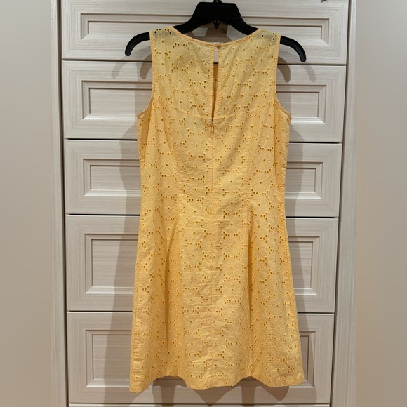 Butter Yellow White House | Black Market Eyelet Embroidered Floral Sheath Dress - Picture 3 of 11